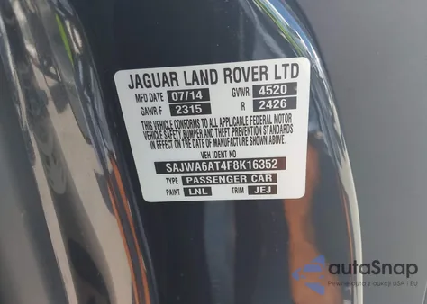 2015 Jaguar F-Type z USA, uszkodzony, nr VIN SAJWA6AT4F8K16352